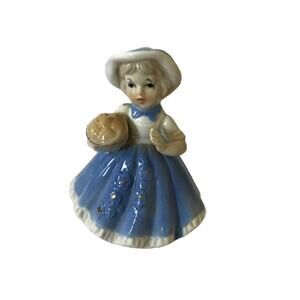 Vintage Lady in Blue With Pie Porcelain Figurine
